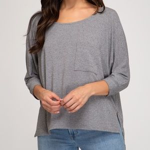 NEW She + Sky Oversized Knit Top Grey S
